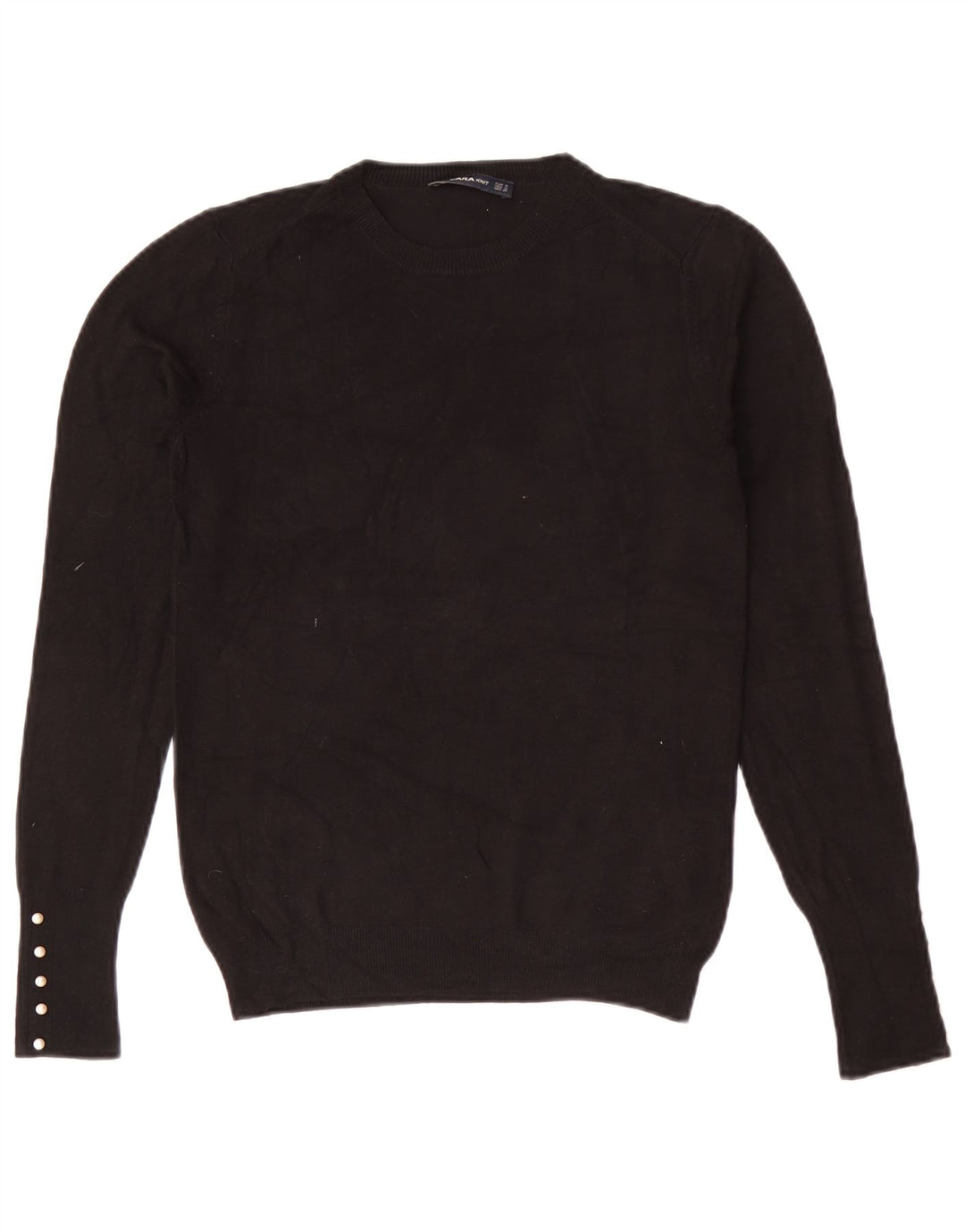 Zara Damen-Pullover mit Rundhalsausschnitt, UK 12, mittlere schwarze Viskose