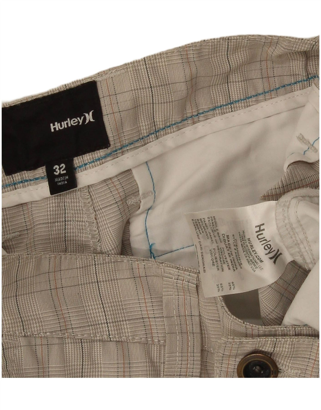 Hurley Herren Cargoshorts W32 mittelgrau kariertes Polyester