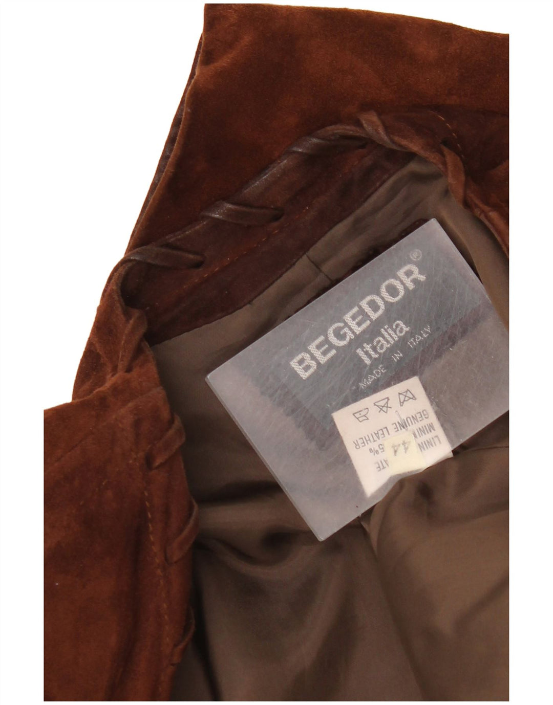 Begedor Damen-Blazer, übergroß, 1 Knopf, Wildleder, Größe IT 44, Mittelbraun