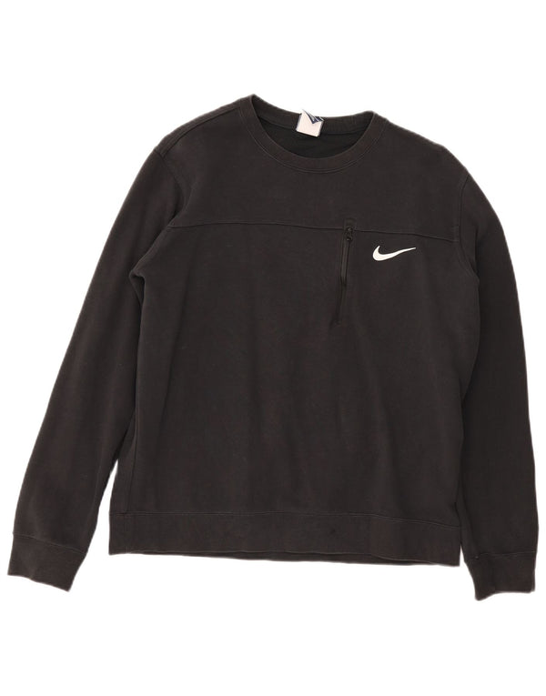 Nike Damen Sweatshirt Pullover UK 14 Large Schwarz Baumwolle Sport