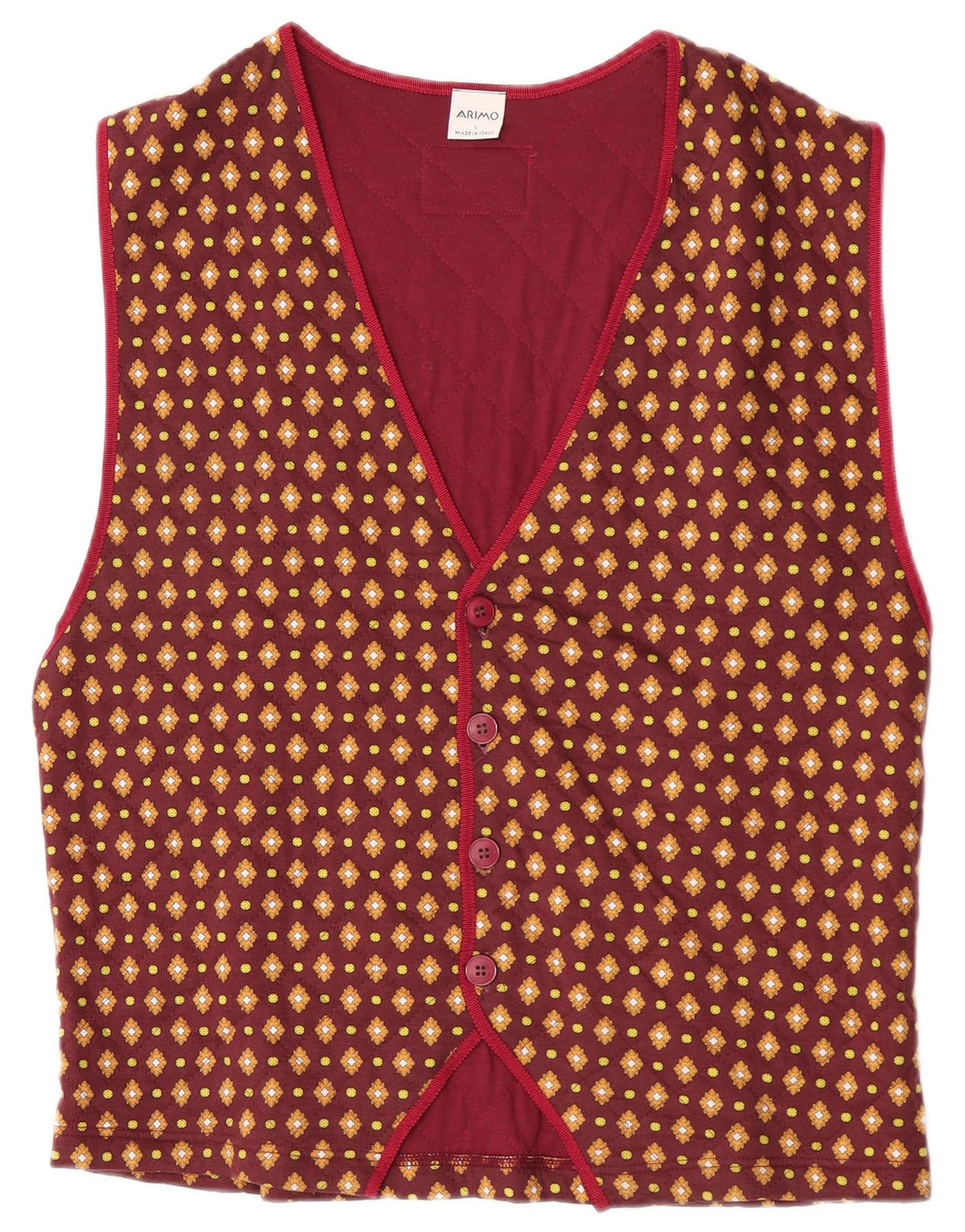 Vintage Herren Weste groß Burgund geometrisch