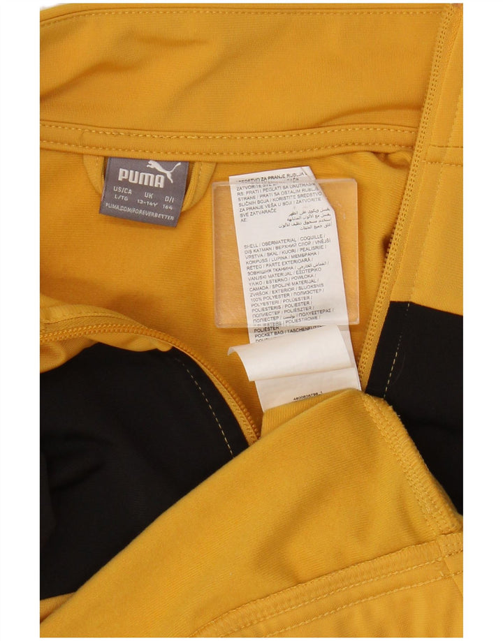 Puma Jungen-Trainingsanzug-Top-Jacke, 13–14 Jahre, gelbes Farbblock-Polyester