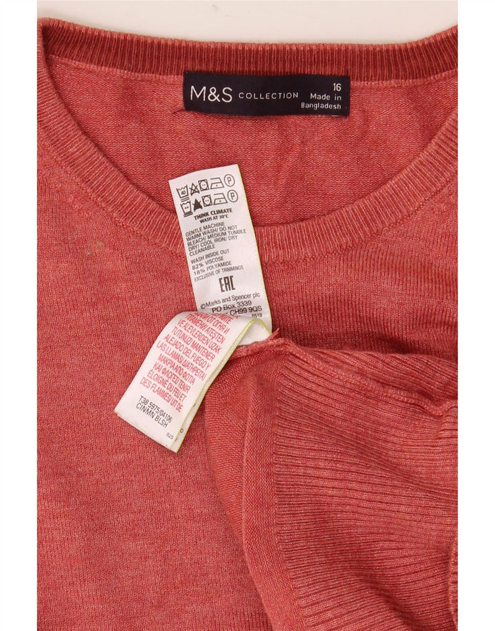 Marks & Spencer Damen Crop Crew Neck Pullover Pullover UK 16 Large Rot