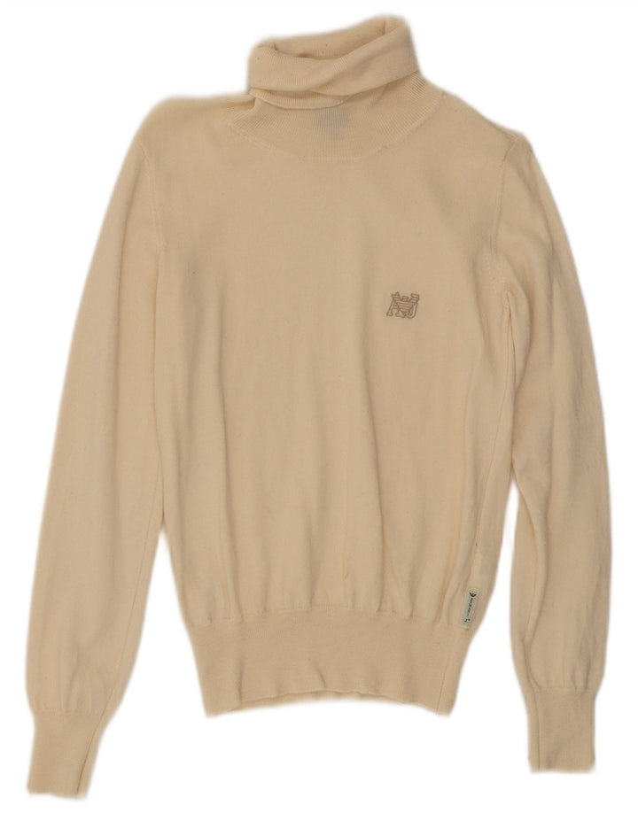 Armani Jeans Damen Rollkragenpullover Pullover UK 12 Mittelbeige Wolle