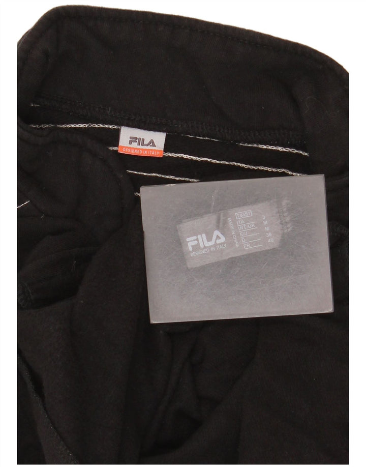 Fila Damen-Trainingsanzug-Top-Jacke, UK 12, mittelschwarz, gestreift, Baumwolle