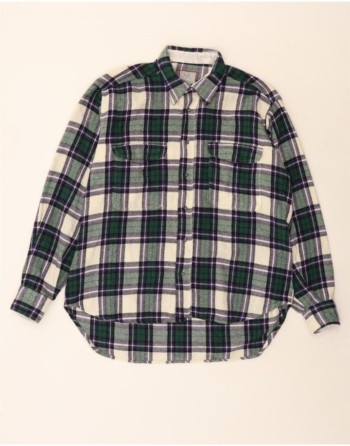 Benetton Herren Flanellhemd XL grün karierte Wolle