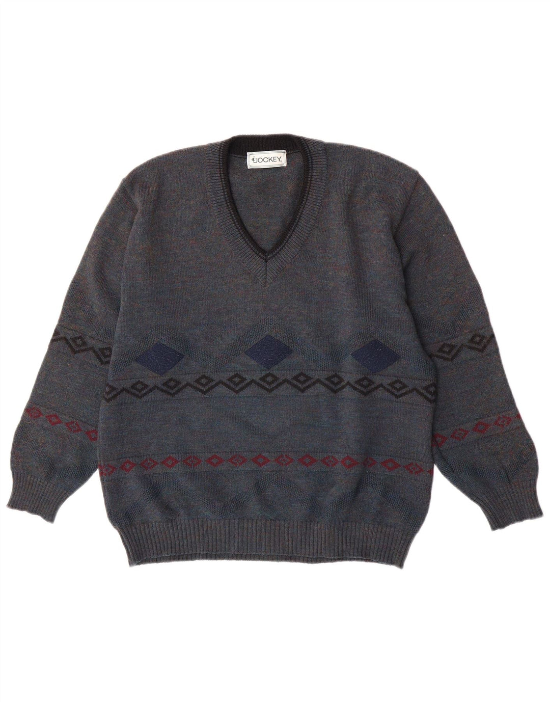 Jockey Herren-Pullover mit V-Ausschnitt IT 50 Mittelblau Geometrisch