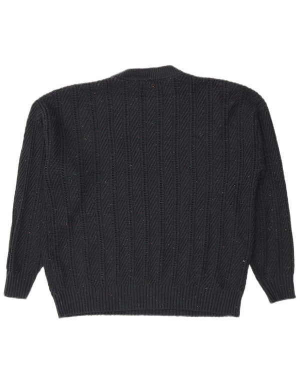 Marks & Spencer Herren-Pullover mit Rundhalsausschnitt, groß, marineblau meliert