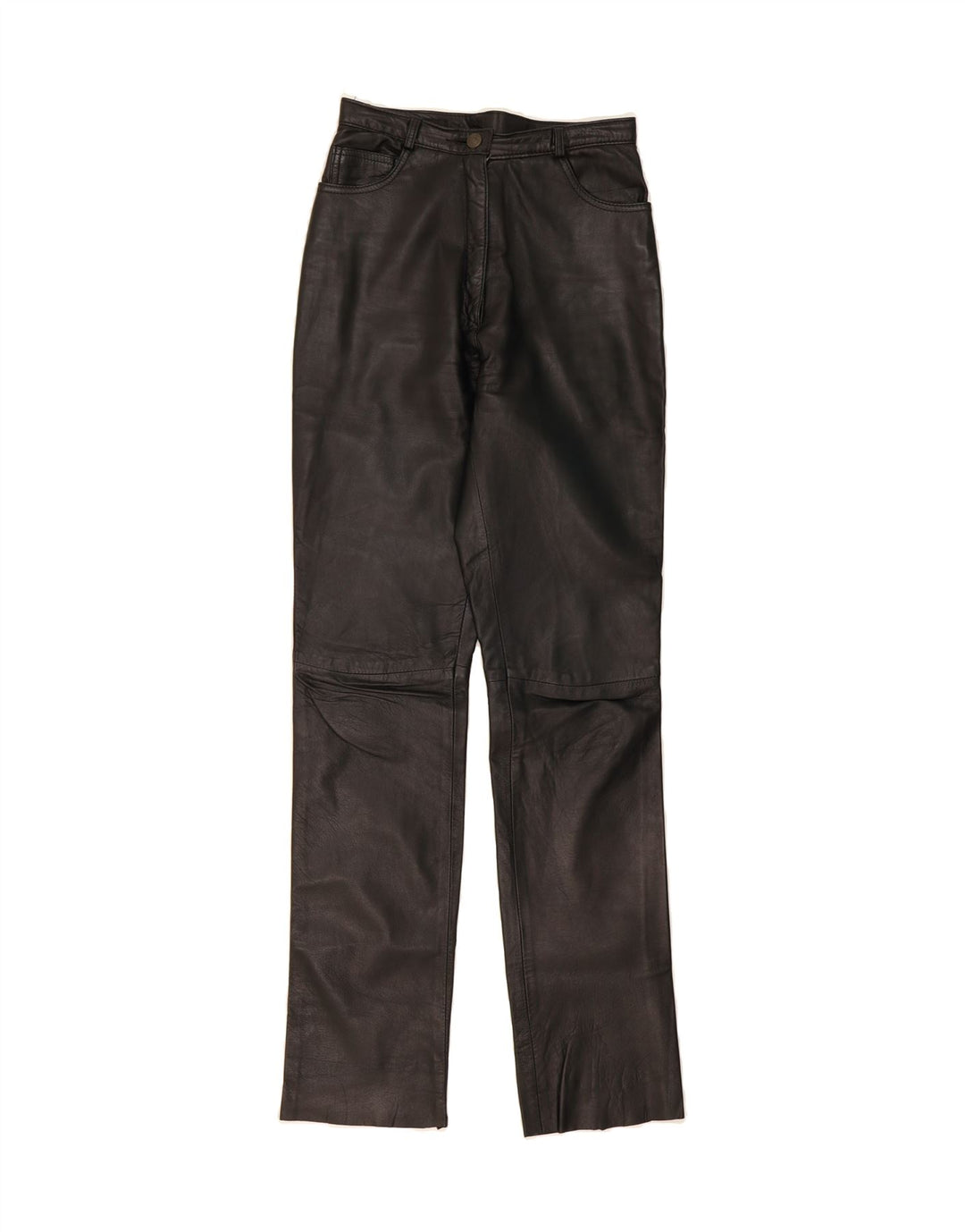 EQUIPE Womens Straight Leather Trousers IT 42 Medium W28 L34 Black Leather Vintage Equipe and Second-Hand Equipe from Messina Hembry 