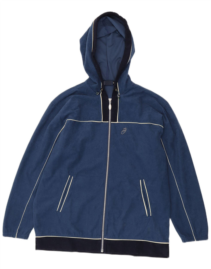 Asics Herren-Kapuzenpullover mit Reißverschluss, groß, Marineblau, Farbblock