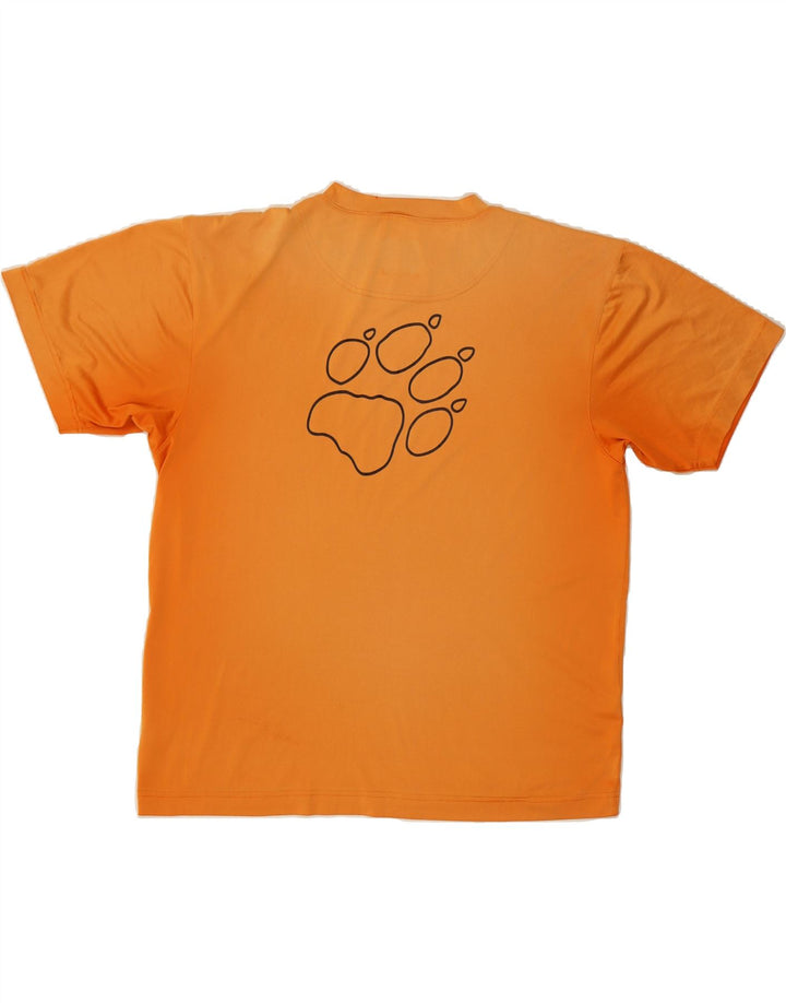 JACK WOLFSKIN Mens Graphic T-Shirt Top Large Orange Tie Dye Polyester Vintage Jack Wolfskin and Second-Hand Jack Wolfskin from Messina Hembry 