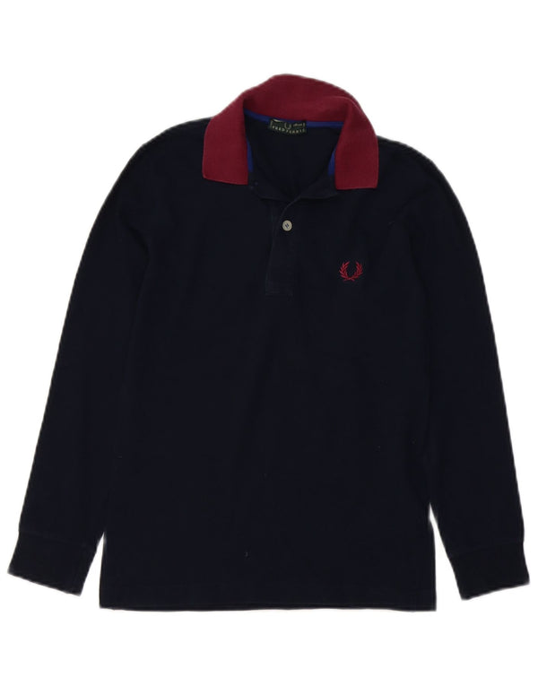 Fred Perry Langarm-Poloshirt für Jungen, 9–10 Jahre, Marineblau, Farbblock