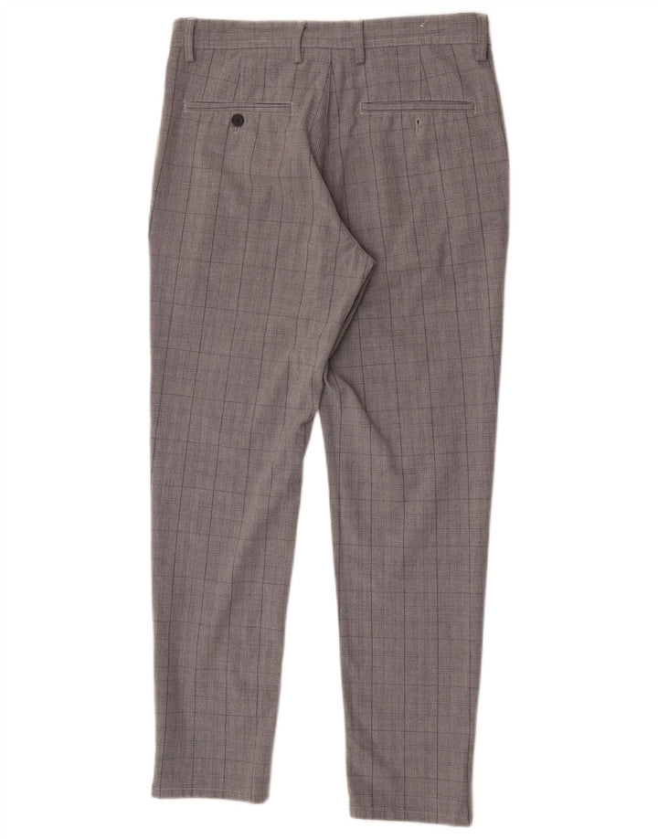 Zara Slim Chino-Hose für Herren, EU 38, Größe S, W30, L28, grau kariertes Polyester