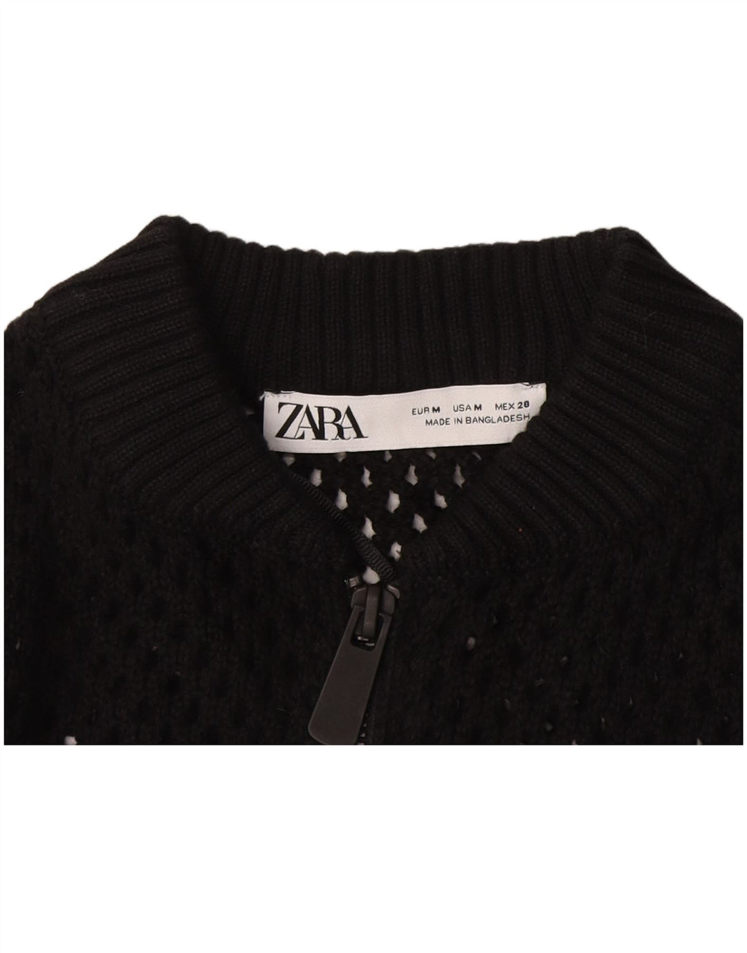 Zara Damen Crop See Through Cardigan Pullover UK 12 Medium Schwarz