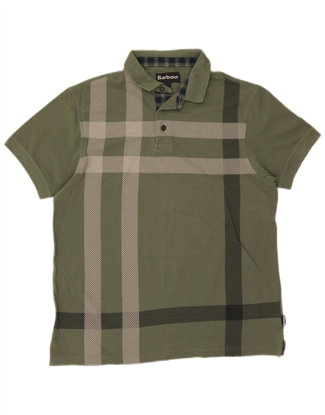 Barbour Herren-Poloshirt, groß, grün kariert