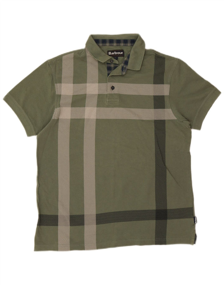 Barbour Herren-Poloshirt, groß, grün kariert