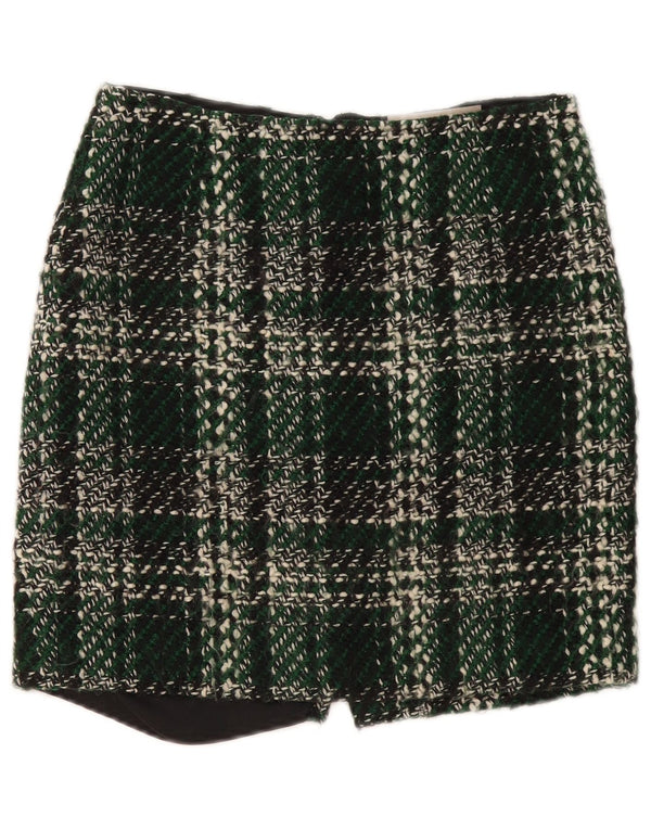 Fenn Wright Manson Damen Minirock UK 10 Small W30 grün karierte Wolle