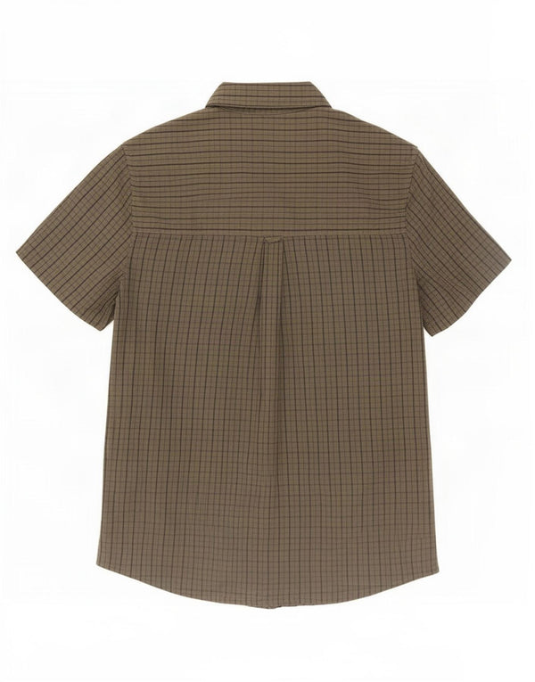 Mountain Warehouse Mens Short Sleeve Shirt Large Grey Gingham Cotton