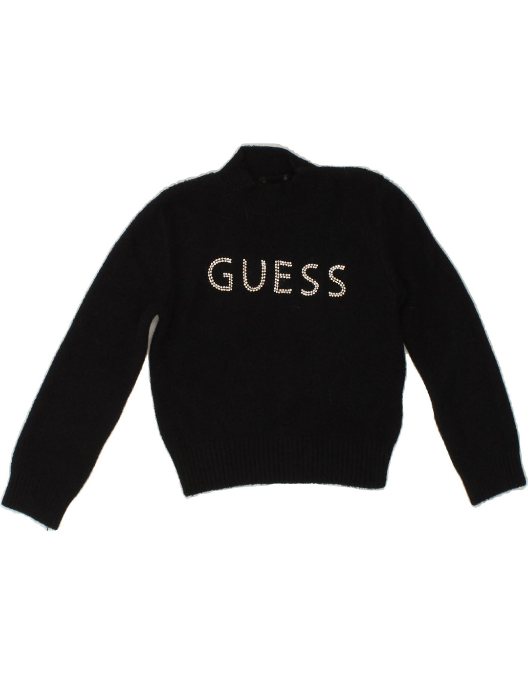 GUESS Girls Graphic Turtle Neck Jumper Sweater 4-5 Years Black Polyamide Vintage Guess and Second-Hand Guess from Messina Hembry 