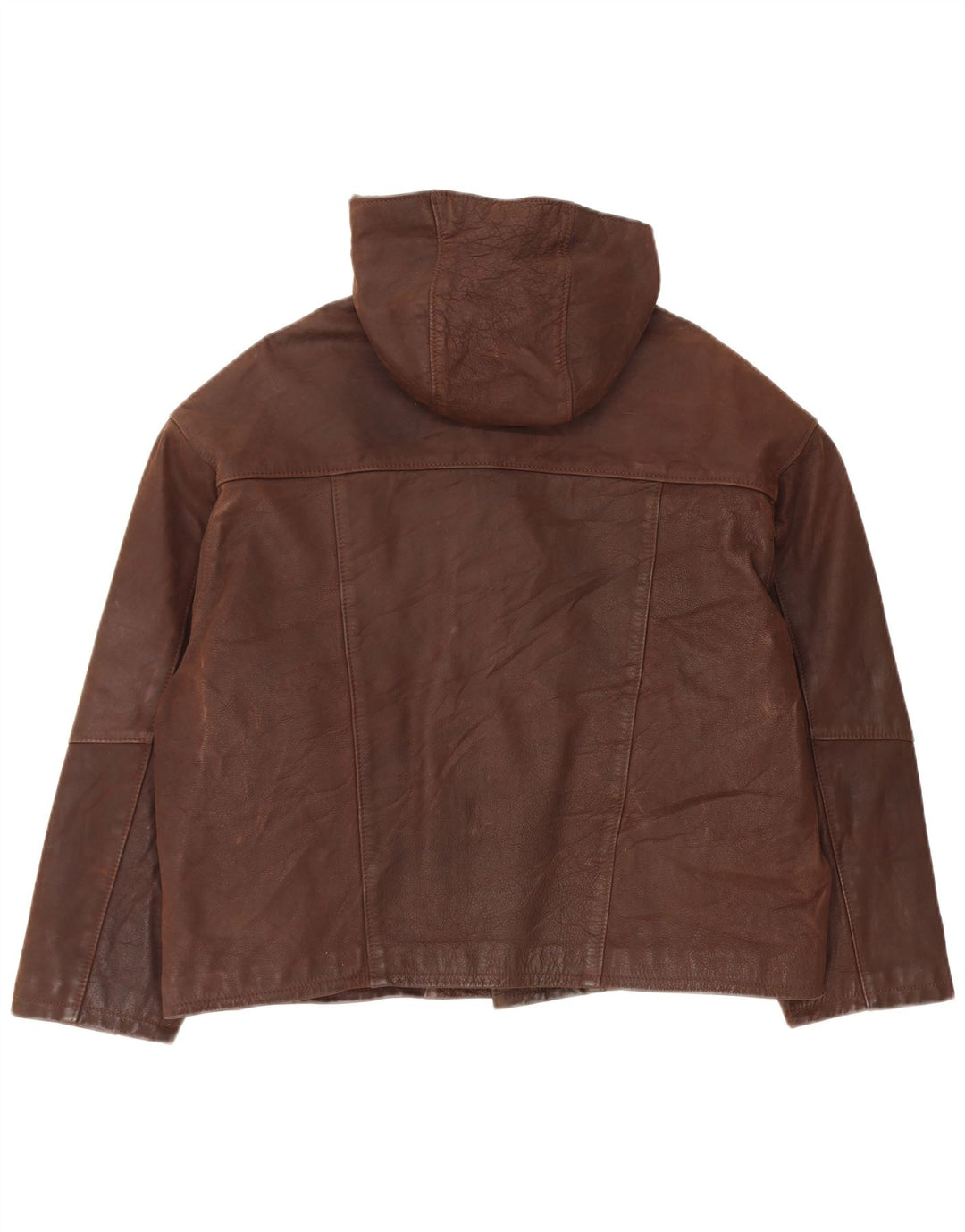 Bracci Herren-Lederjacke mit Kapuze, UK 38, Mittelbraun