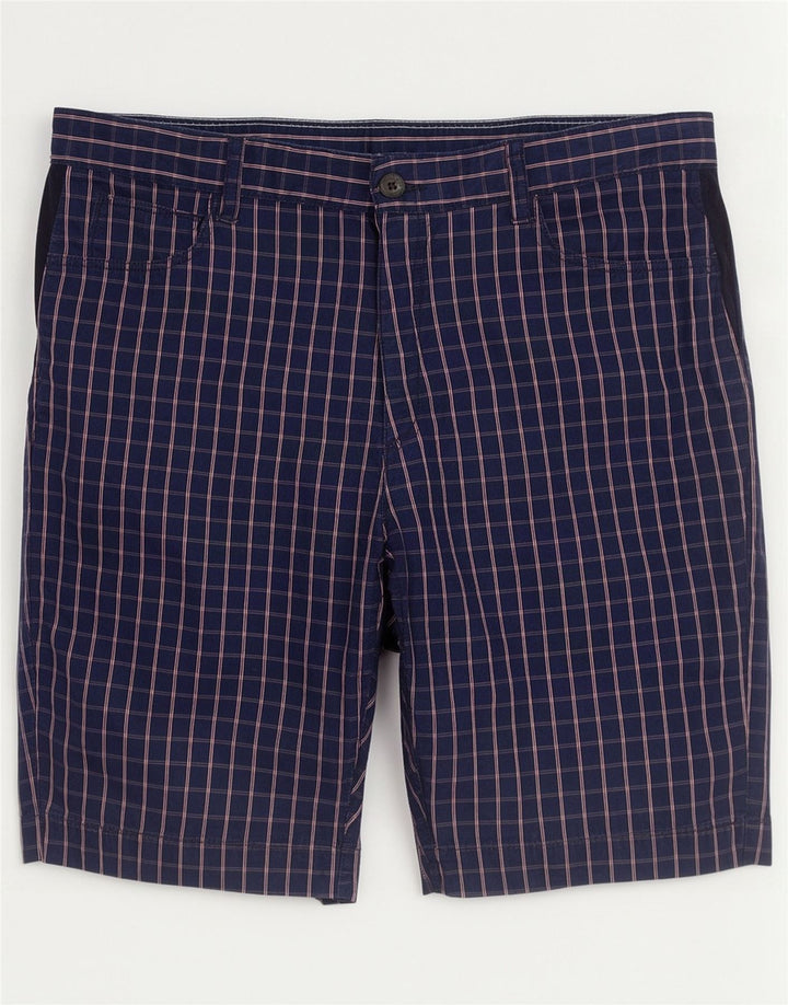 Lacoste Herren-Chinoshorts, Größe 44, groß, W34, marineblau karierte Baumwolle