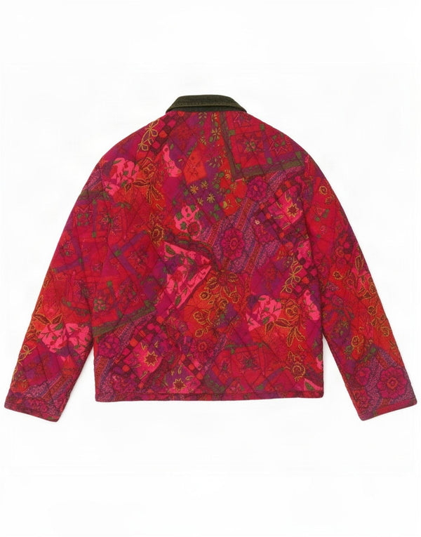 American System Damen Steppjacke UK 14 Mittelrosa geblümte Baumwolle