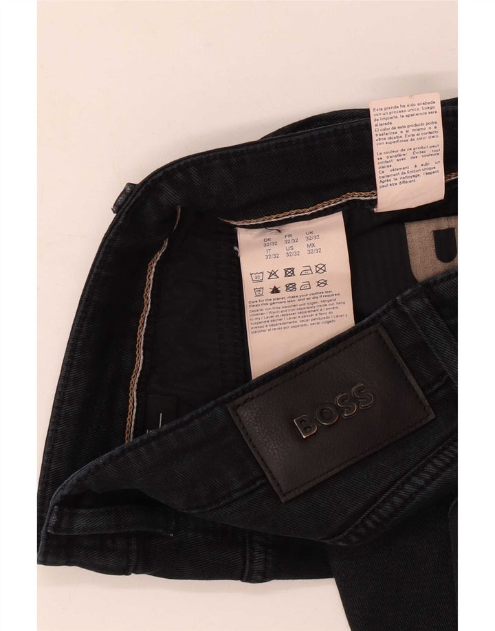 Hugo Boss Herren Straight Jeans W32 L32 Marineblaue Baumwolle