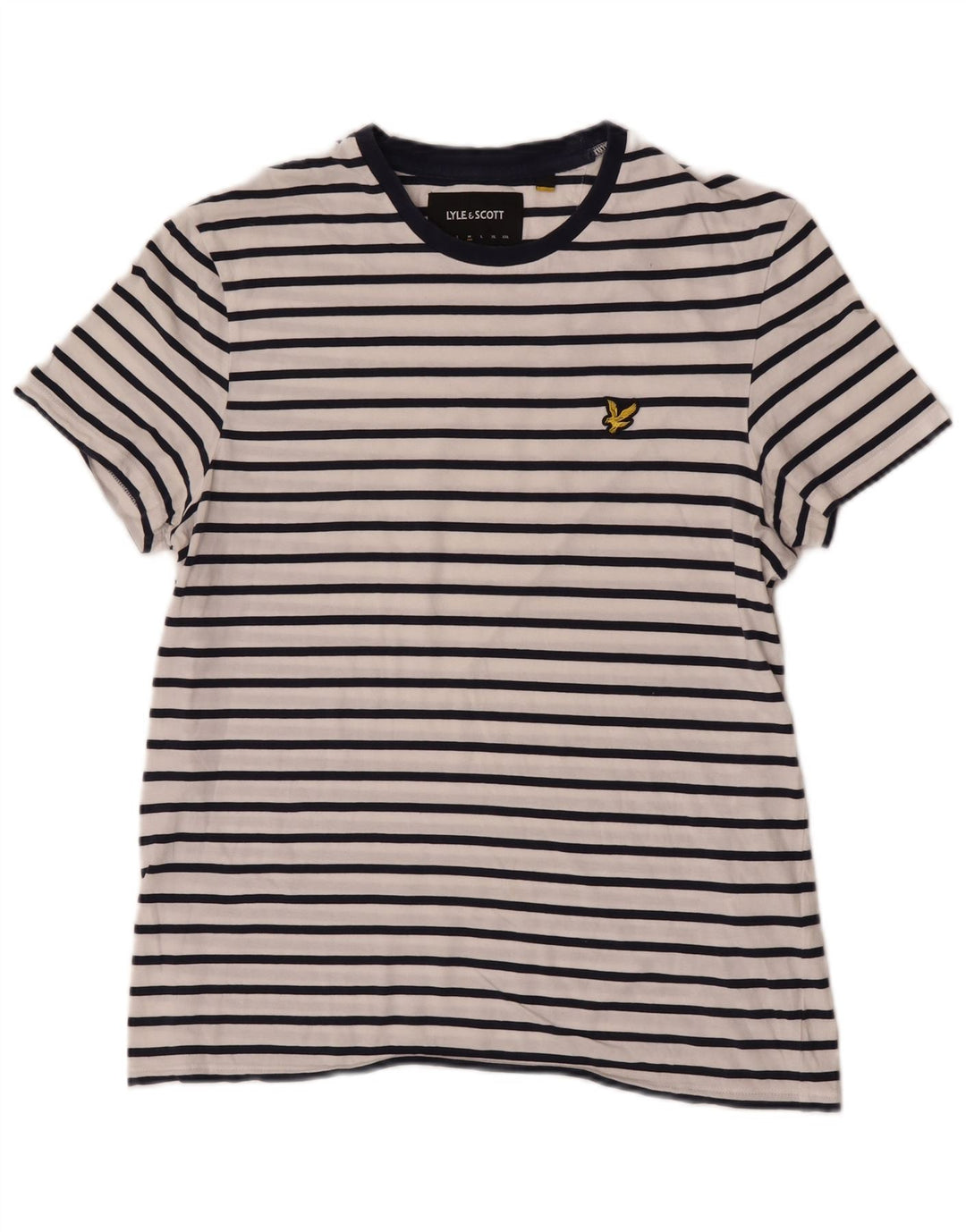 Lyle & Scott Herren T-Shirt-Oberteil aus mittelweißer, gestreifter Baumwolle