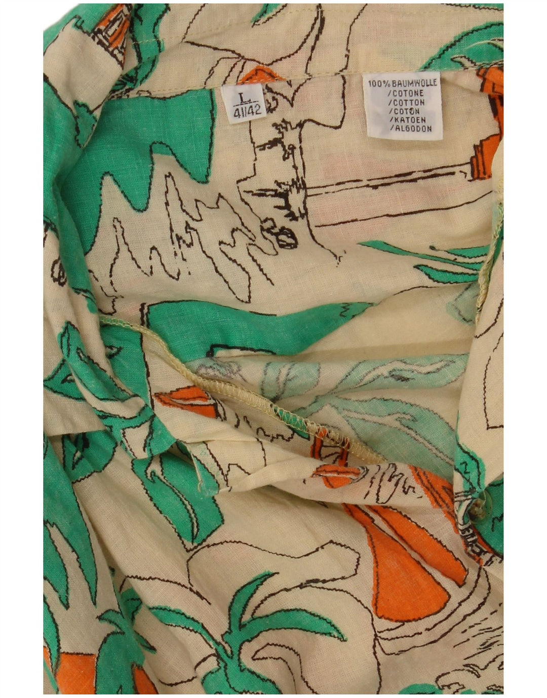 Vintage Herren-Hemd mit verrücktem Muster, Größe 41/42, groß, mehrfarbig, hawaiianisch