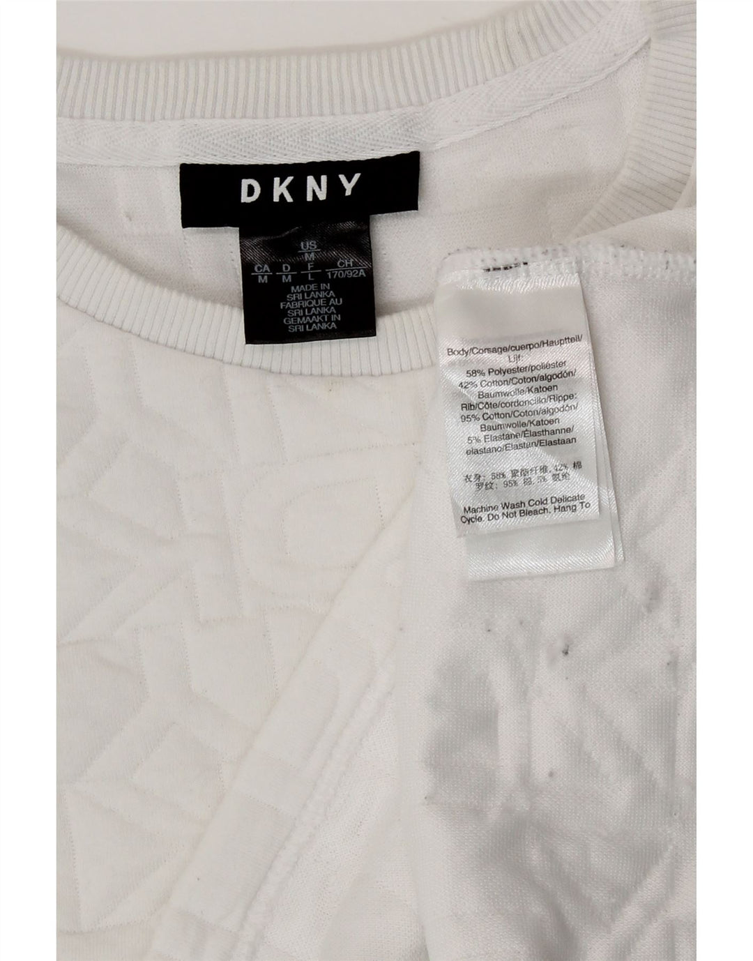 Dkny Womens Crop Graphic Sweatshirt Pullover UK 14 Mittelweißes Polyester