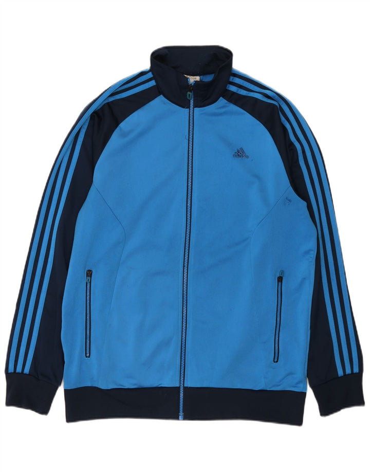 Adidas Herren-Trainingsanzugoberteil, UK-Größe 42/44, großes blaues Colourblock-Polyester