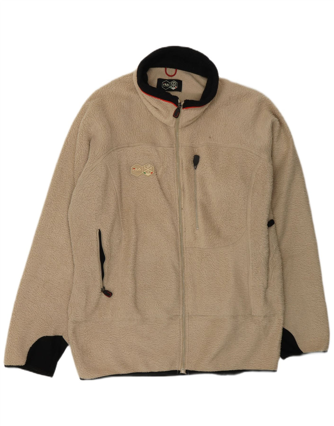 FILA Herren Fleecejacke UK 44 2XL Beige Colourblock Polyester