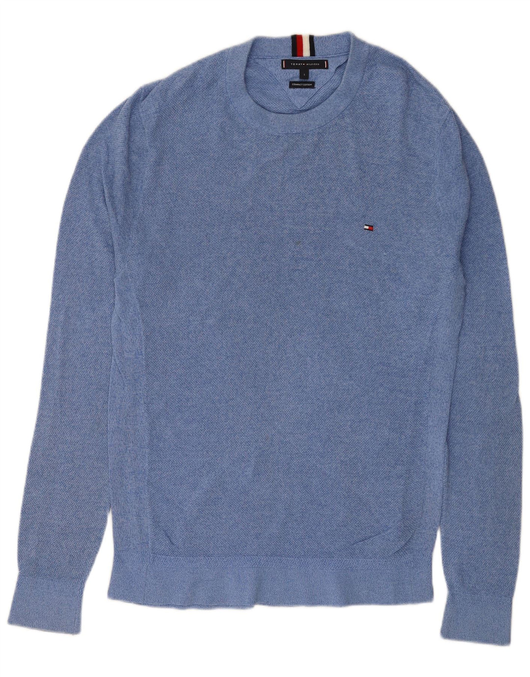 TOMMY HILFIGER Herren-Pullover mit Rundhalsausschnitt, groß, blaue Baumwolle