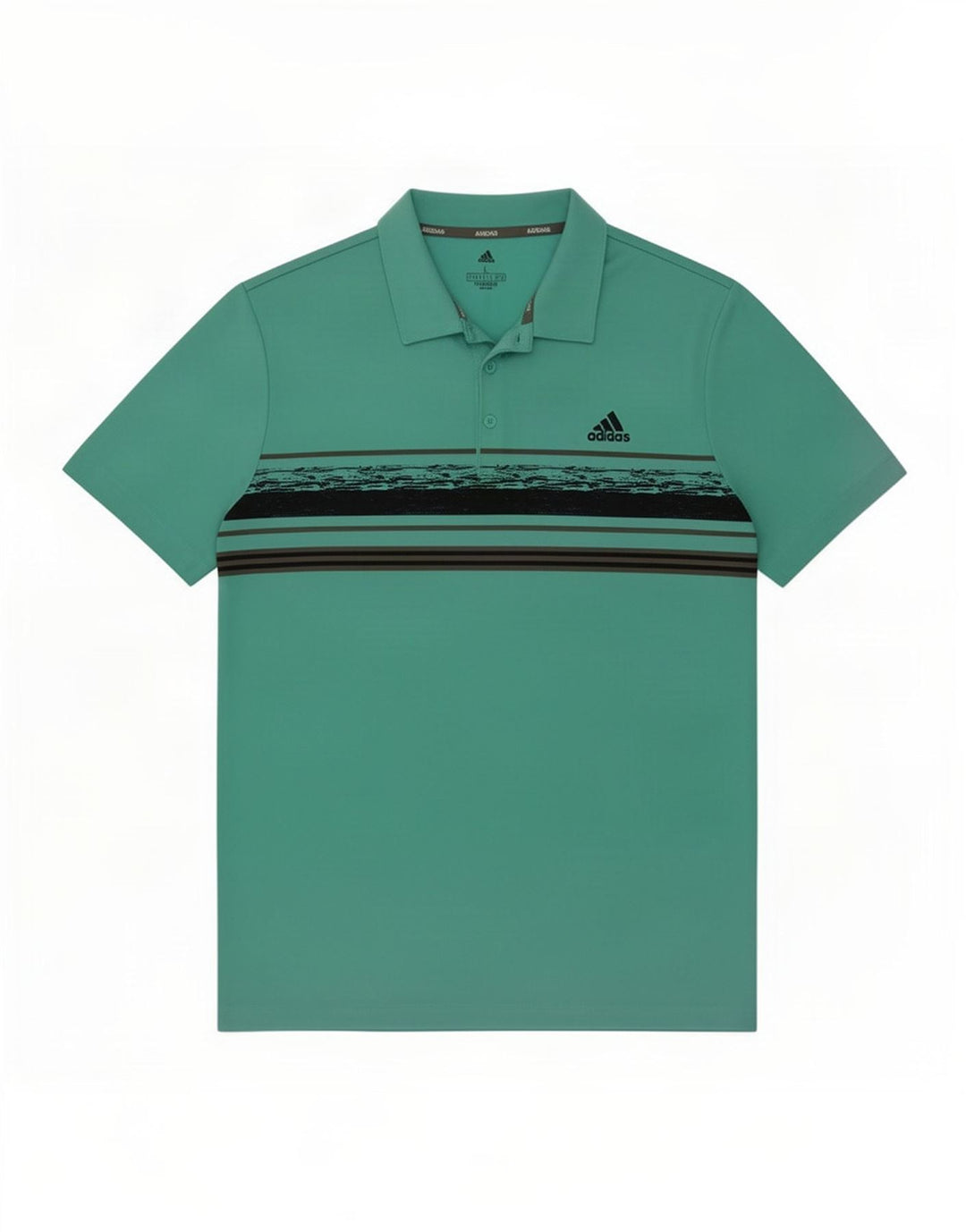 Adidas Herren-Poloshirt, großes türkisfarbenes gestreiftes Polyester
