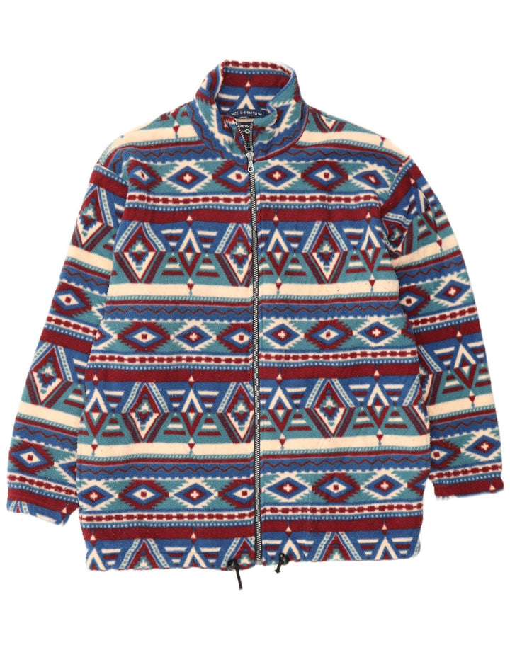 CAMPAGNOLO Herren-Fleecejacke, UK 40, großes blaues geometrisches Polyester
