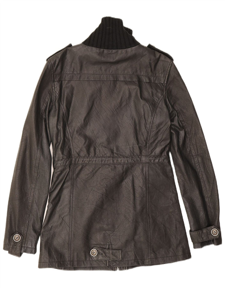 Variety Damen Militärlederjacke UK 14 Mittelschwarzes Leder