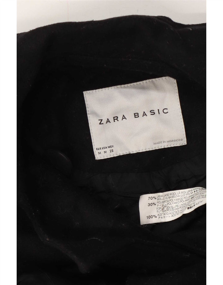 Zara Damen Pea Coat UK 12 Mittelschwarze Wolle