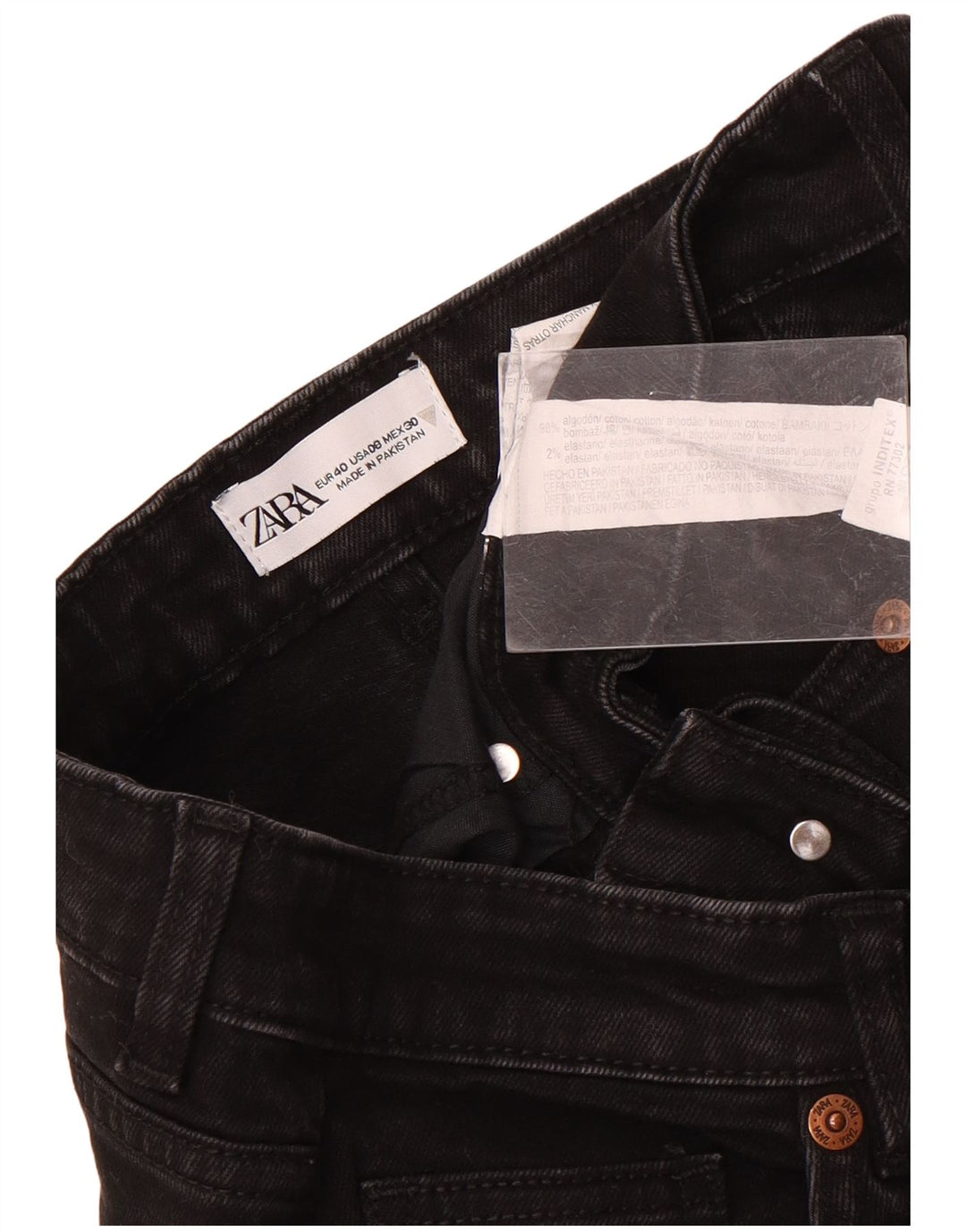 Zara Damen Straight Jeans EU 40 Medium W30 L26 Schwarze Baumwolle