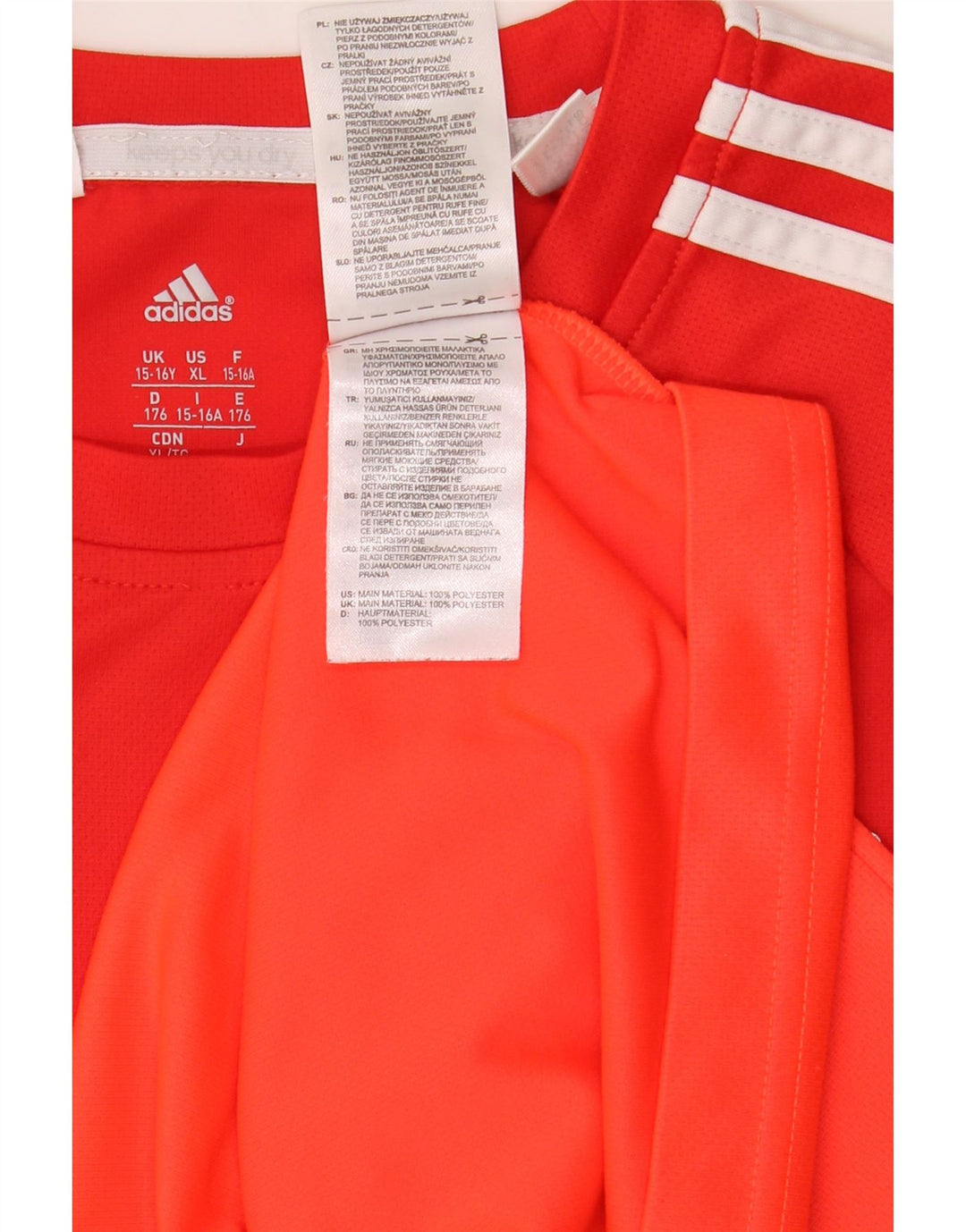 ADIDAS Climalite T-Shirt für Jungen, 15–16 Jahre, orangefarbenes Colourblock-Polyester