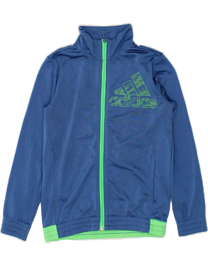 ADIDAS Boys Graphic Tracksuit Top Jacket 9-10 Years Blue Polyamide Vintage Adidas and Second-Hand Adidas from Messina Hembry 