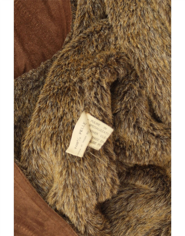 Vintage Herren Wildleder-Shearling-Jacke UK 38 Mittelbraunes Leder