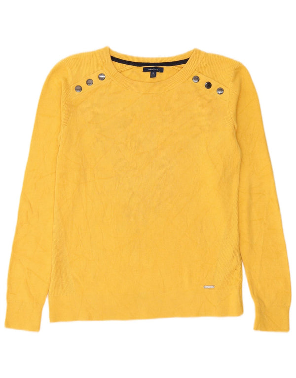 Nautica Damen-Pullover, übergroß, U-Boot-Ausschnitt, UK 6, XS, Gelb, Baumwolle