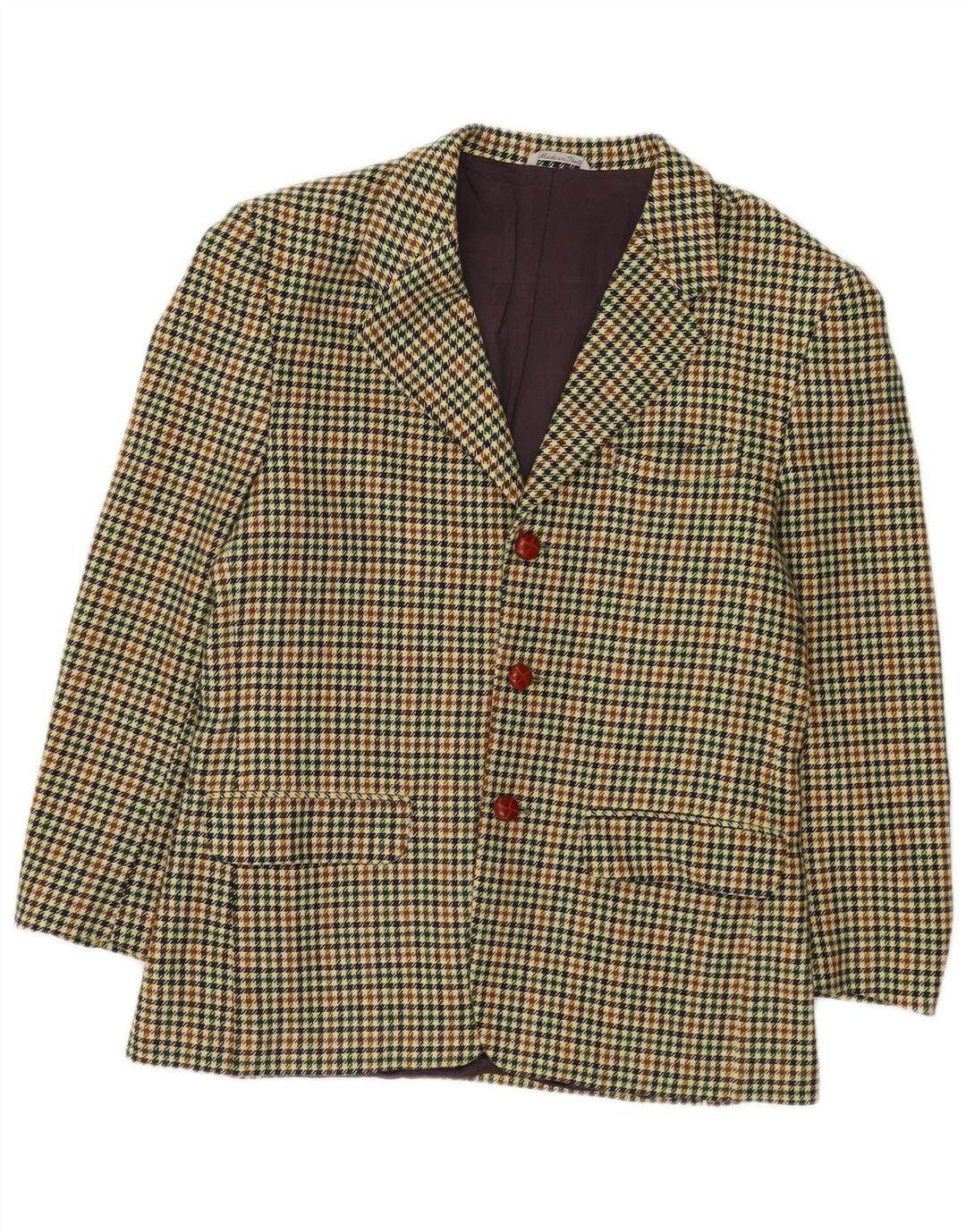 Wampum Herren-Blazer mit 3 Knöpfen, Größe M, mehrfarbig, Hahnentrittmuster, UK 38