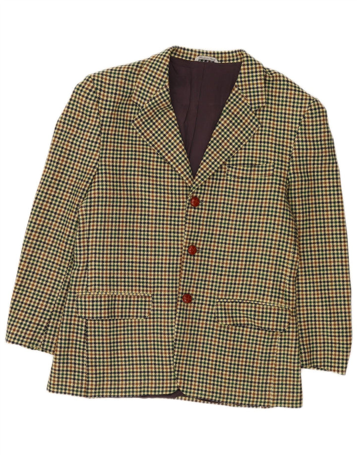 Wampum Herren-Blazer mit 3 Knöpfen, Größe M, mehrfarbig, Hahnentrittmuster, UK 38