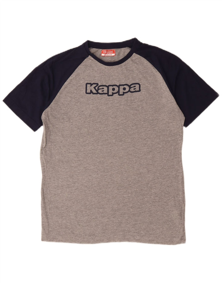 Kappa Herren Grafik-T-Shirt-Oberteil aus mittelgrauer Colourblock-Baumwolle