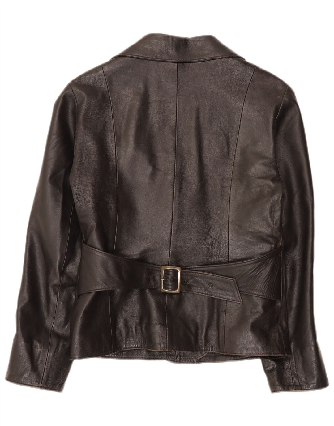 Vintage Damen 1 Knopf Leder Blazer Jacke IT 46 Large Schwarz