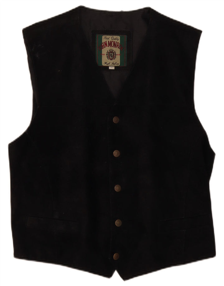 John Monroe Herren Wildlederweste Mittelschwarzes Leder