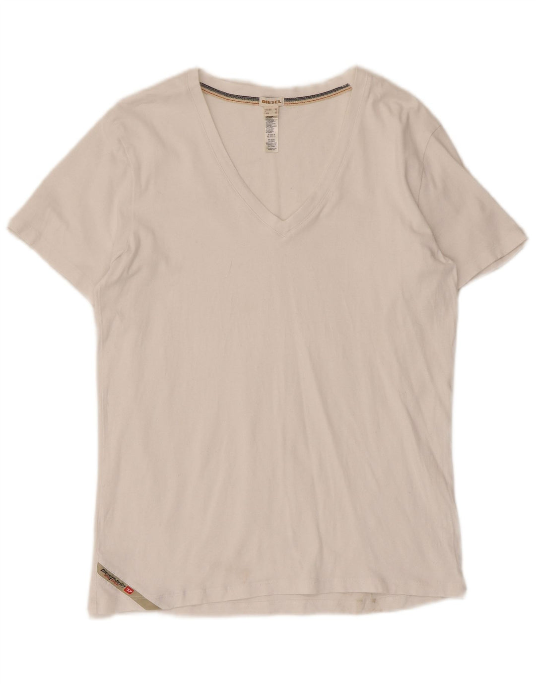 Diesel Damen T-Shirt Top UK 12 Mittelweiße Baumwolle