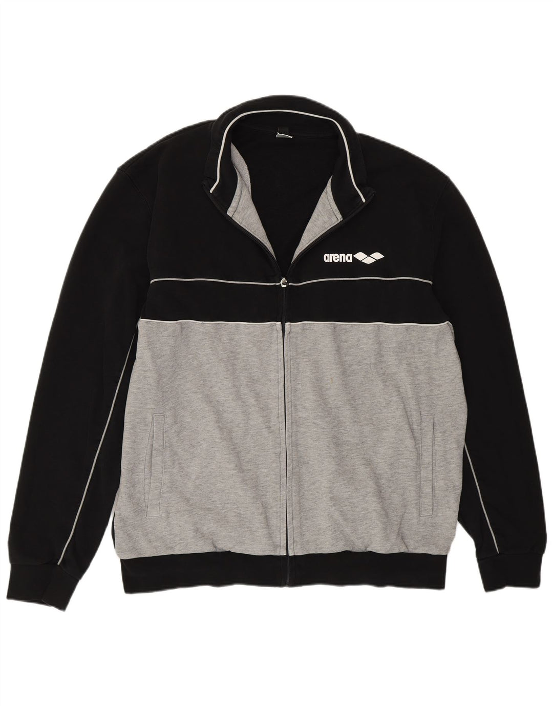 Arena Herren-Trainingsanzug-Oberteil, Jacke, 2XL, schwarze Farbblock-Baumwolle