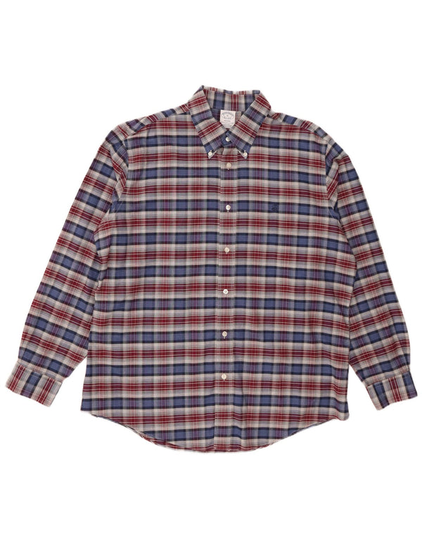 Brooks Brothers Herren Regent Hemd XL blau kariert Baumwolle